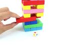 Baby Toys Multicolor Family Game Wooden 54Pcs Blocks 4Pcs Dice Tumbling Stacking Tower Digital Building Blocks