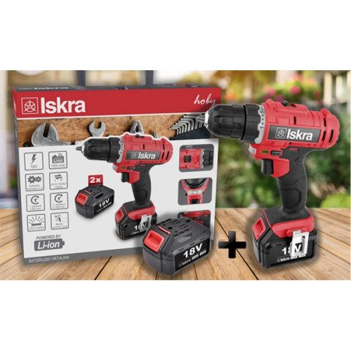 ISKRA Батериска штрафилица дупчалка со две батерии и куфер ML-CD92-180S + 2 години гаранција