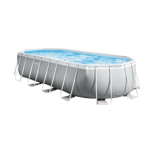INTEX Prism Frame Premium Oval Базен 6.1m x 3.05m x 1.22m со филтер пумпа и скали (26798)